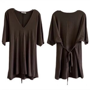 Bryn Walker Brown Waist Tie Oversized Tunic Top